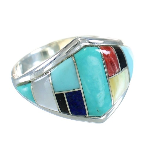 Multicolor Sterling Silver Southwestern Ring Size 7 AX87791