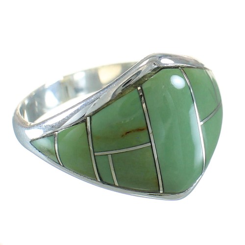 Turquoise Inlay Genuine Sterling Silver Ring Size 7-1/2 AX88511