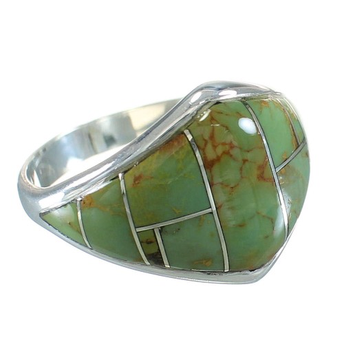 Sterling Silver Southwest Turquoise Inlay Ring Size 7-1/2 AX88525