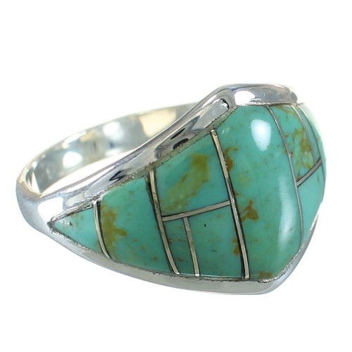 Silver Southwestern Turquoise Jewelry Ring Size 7 AX88536