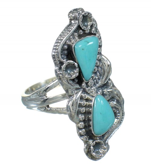 Turquoise Silver Southwestern Ring Size 7-1/2 AX89268