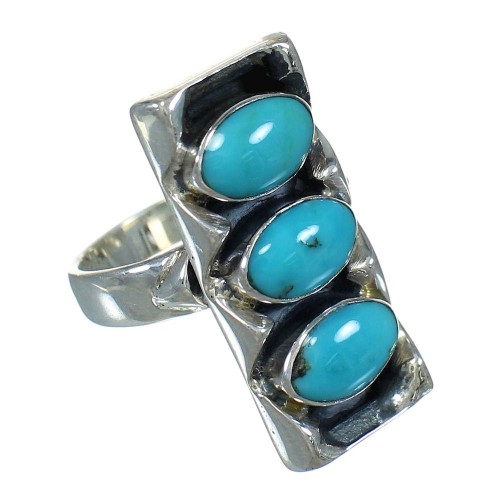 Southwest Authentic Sterling Silver Turquoise Ring Size 6-1/4 AX89275