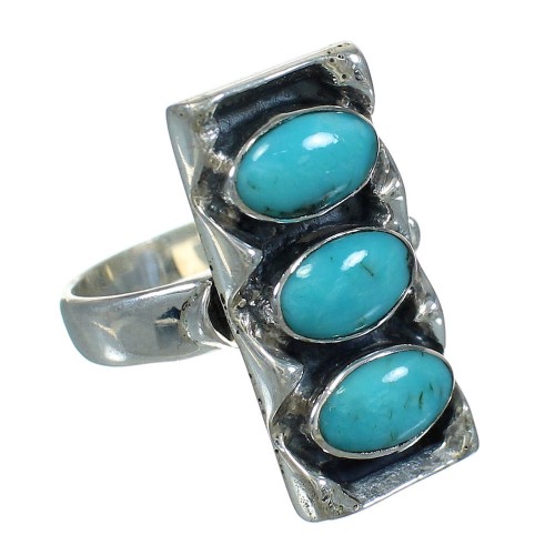 Turquoise Jewelry Southwest Sterling Silver Ring Size 5-1/4 AX89292