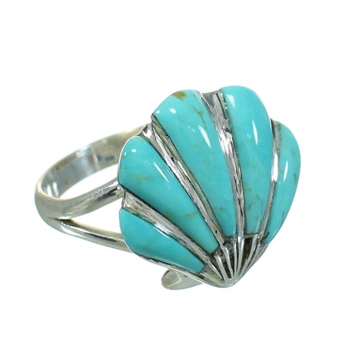 Sterling Silver Turquoise Seashell Jewelry Ring Size 5-1/2 AX92079