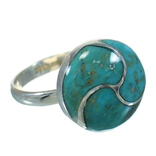 Authentic Sterling Silver Southwestern Turquoise Ring Size 7-3/4 AX92133