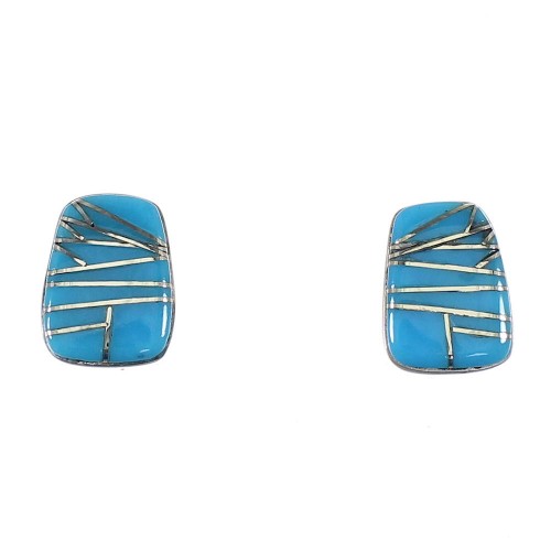 Southwestern Genuine Sterling Silver Turquoise Post Earrings AX87273