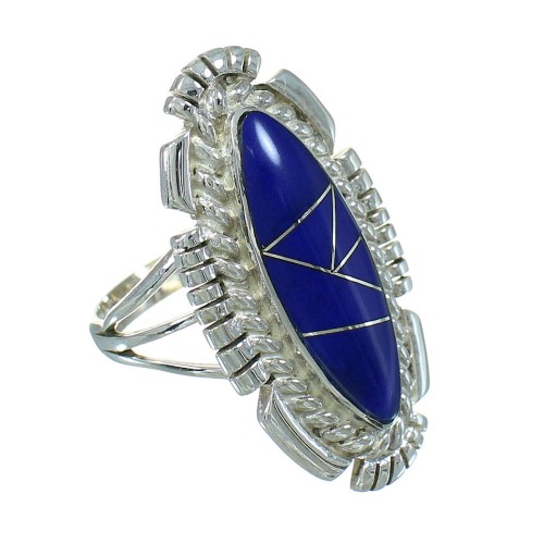 Genuine Sterling Silver Lapis Inlay Ring Size 5 RX86911