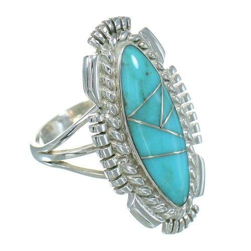 Southwest Turquoise Authentic Sterling Silver Ring Size 4-1/2 RX86983