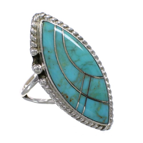 Southwest Sterling Silver Jewelry Turquoise Ring Size 6-1/4 AX88007