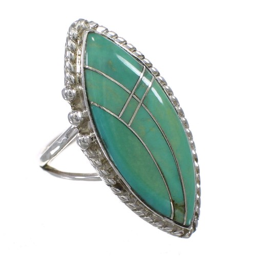 Turquoise Southwest Jewelry Genuine Sterling Silver Ring Size 5-1/4 AX88600