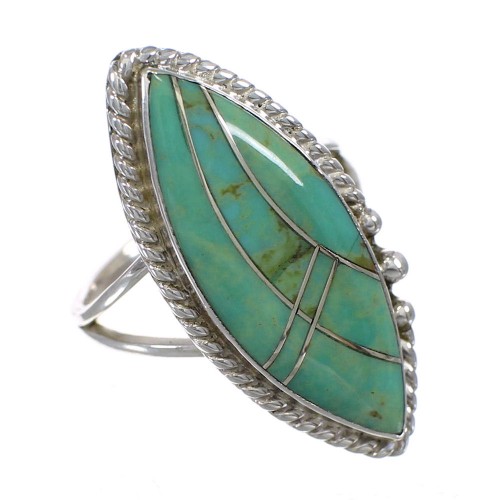 Turquoise Southwestern Jewelry Genuine Sterling Silver Ring Size 6-1/2 AX88602