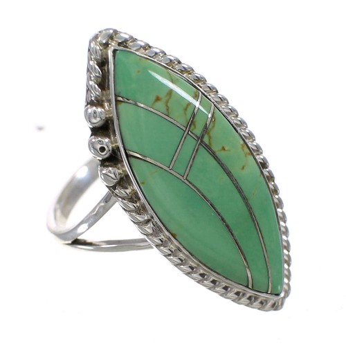 Silver Jewelry Turquoise Inlay Ring Size 7 AX88625