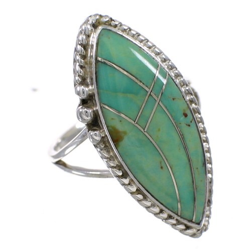 Silver Turquoise Inlay Southwest Ring Size 6-1/2 AX88646
