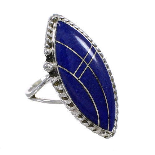 Authentic Sterling Silver Lapis Southwestern Ring Size 6-3/4 YX87890