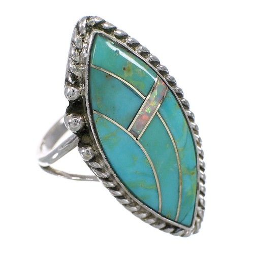 Turquoise Opal Silver Southwestern Ring Size 6-1/4 YX87897