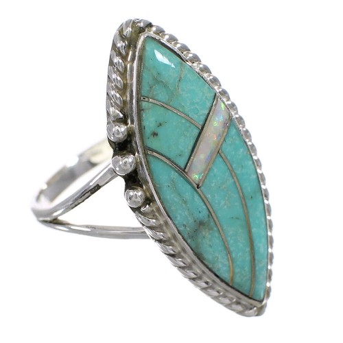 Turquoise Opal Sterling Silver Southwest Ring Size 7-1/2 YX87899