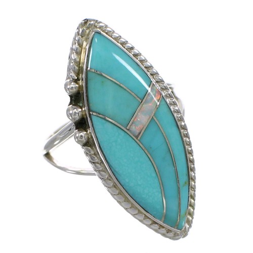 Silver Turquoise Opal Southwest Ring Size 5-1/2 YX87914