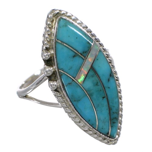 Authentic Sterling Silver Turquoise Opal Southwest Ring Size 7-1/2 YX87920