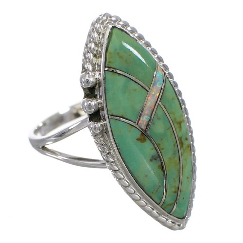 Authentic Sterling Silver Opal Turquoise Southwest Ring Size 8 YX87936