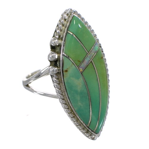 Authentic Sterling Silver Opal Turquoise Southwestern Ring Size 5-1/2 YX88818