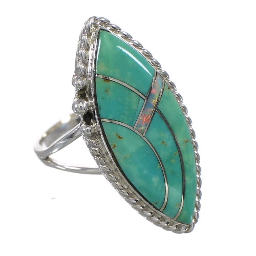 Sterling Silver Opal And Turquoise Southwestern Ring Size 7 YX88822