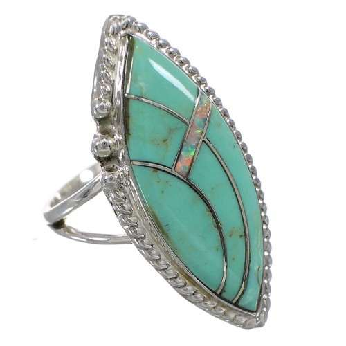 Genuine Sterling Silver Opal And Turquoise Southwest Ring Size 5 YX88823