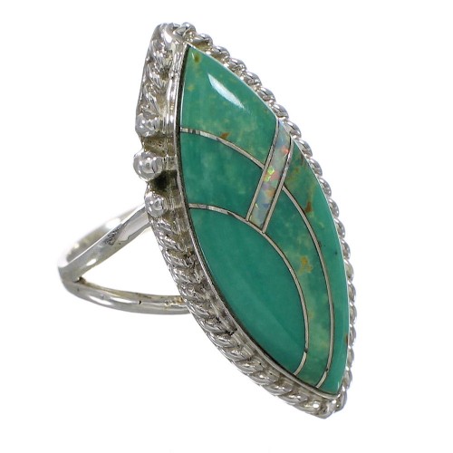 Genuine Sterling Silver Opal And Turquoise Southwestern Ring Size 4-3/4 YX88824