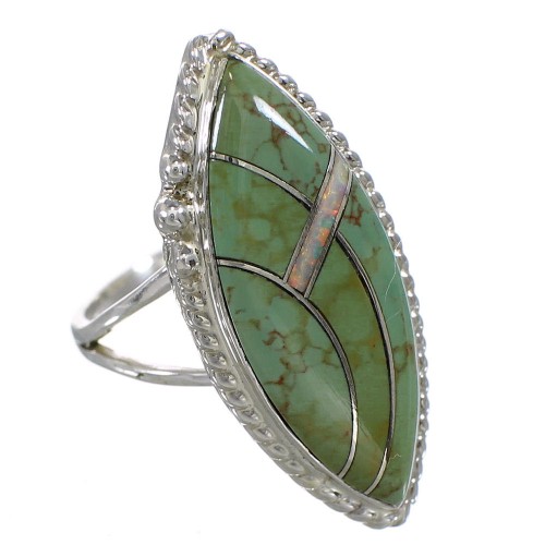 Authentic Sterling Silver Opal And Turquoise Southwestern Ring Size 5-3/4 YX88827