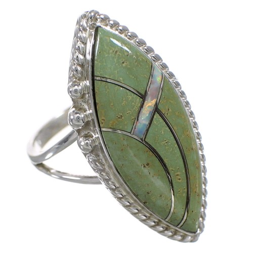 Southwest Turquoise Opal Sterling Silver Ring Size 6-1/2 YX88830