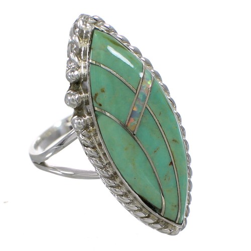 Southwestern Turquoise Opal And Sterling Silver Ring Size 7-1/2 YX88839