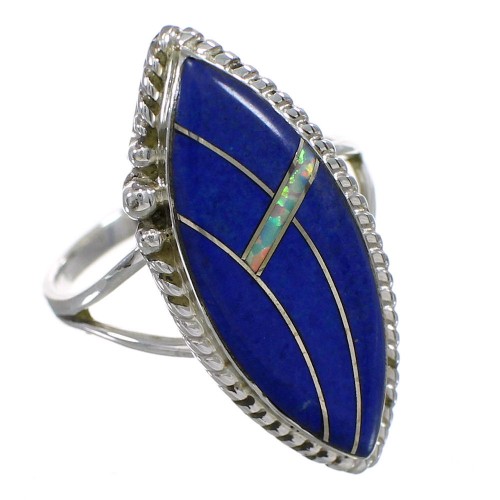 Lapis And Opal Inlay Sterling Silver Ring Size 6-1/4 AX87835