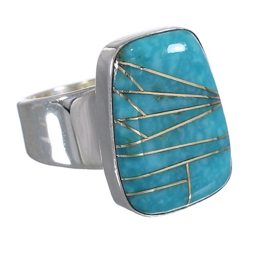 Turquoise Genuine Sterling Silver Southwestern Ring Size 5-1/2 AX88021