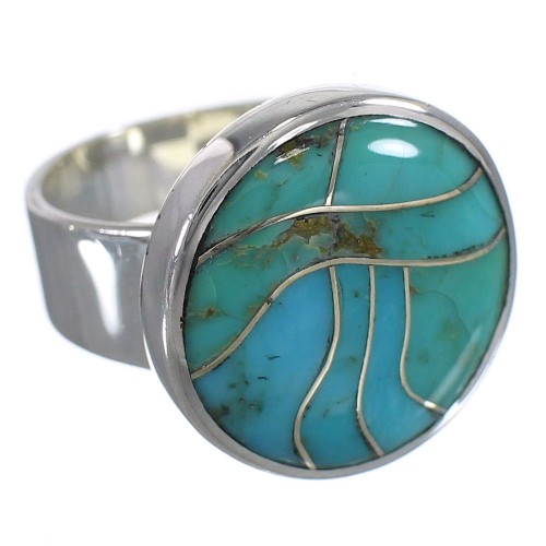 Southwestern Turquoise Sterling Silver Ring Size 4-3/4 AX88053