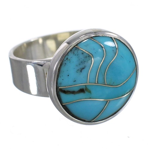 Southwestern Authentic Sterling Silver Turquoise Ring Size 8-1/2 AX88081