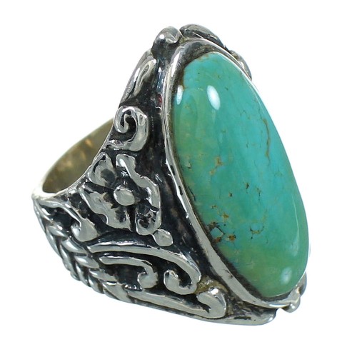 Turquoise And Genuine Sterling Silver Flower Ring Size 4-3/4 RX87405