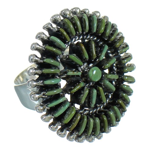 Silver Southwestern Turquoise Needlepoint Ring Size 7-1/4 QX87082