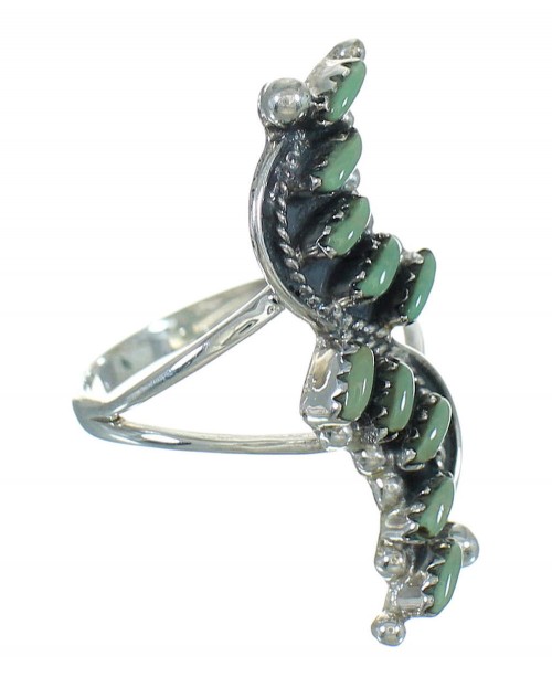 Turquoise Silver Southwestern Needlepoint Ring Size 4-3/4 QX87035