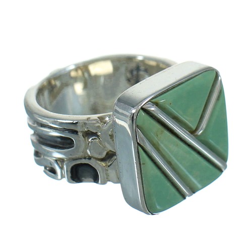 Turquoise Inlay Sterling Silver Southwest Ring Size 7-1/4 AX89349