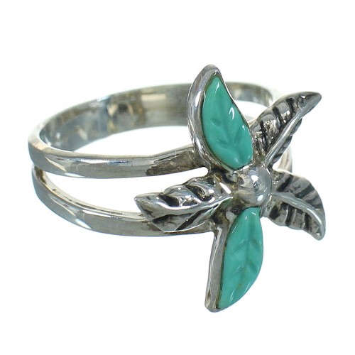 Turquoise Sterling Silver Flower Jewelry Ring Size 8-1/4 RX88084