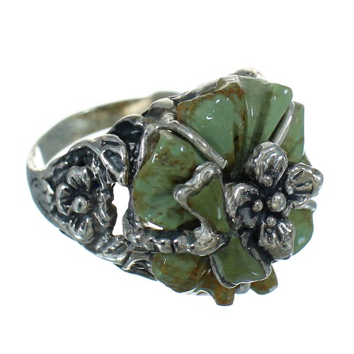 Turquoise Authentic Sterling Silver Flower Dragonfly Ring Size 5-1/2 RX88103