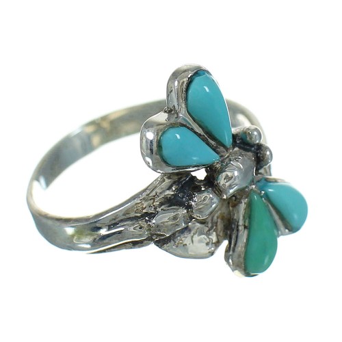 Turquoise Genuine Sterling Silver Dragonfly Southwest Ring Size 6-1/4 RX88133