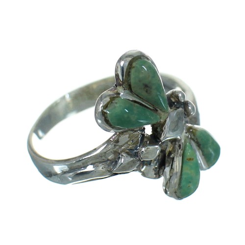 Genuine Sterling Silver Dragonfly Southwest Turquoise Ring Size 7-3/4 RX88199