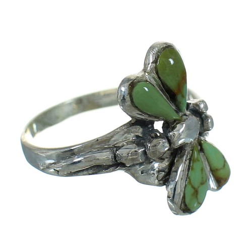 Southwest Turquoise Genuine Sterling Silver Dragonfly Ring Size 8-1/2 RX88221