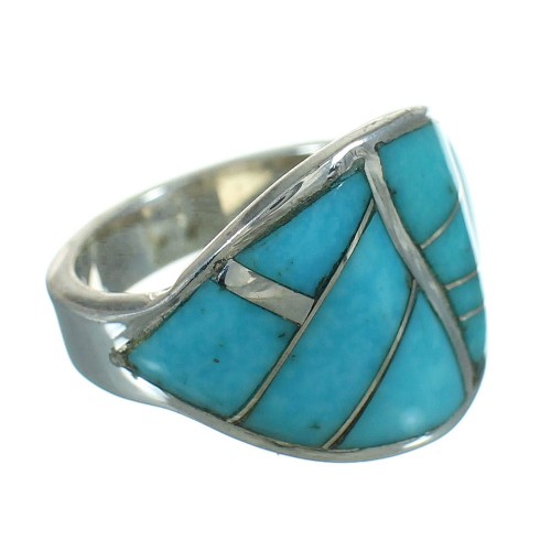 Turquoise Inlay Sterling Silver Jewelry Ring Size 5-1/4 FX91801