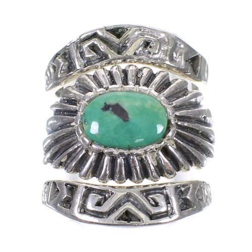 Turquoise And Authentic Sterling Silver Stackable Ring Set Size 5-3/4 AX87336