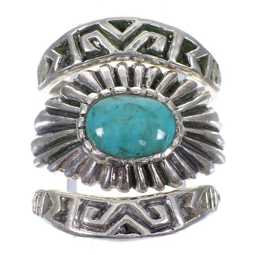 Turquoise Southwest Authentic Sterling Silver Stackable Ring Set Size 7-1/4 AX87337