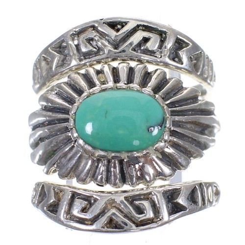 Turquoise Southwestern Authentic Sterling Silver Stackable Ring Set Size 8-1/4 AX87338