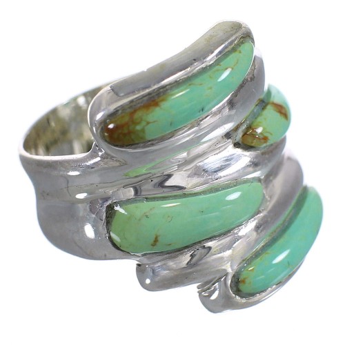 Turquoise Inlay Sterling Silver Ring Size 8-1/4 AX87363