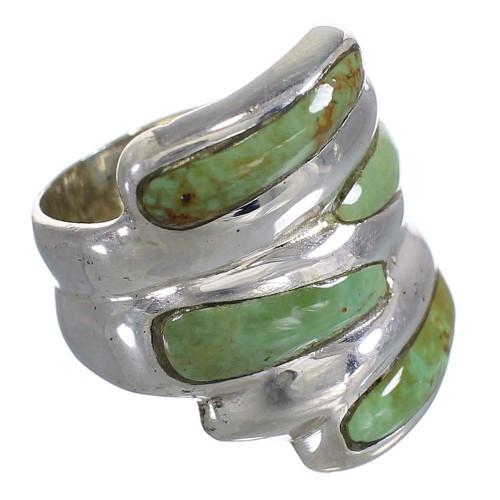 Turquoise Inlay Genuine Sterling Silver Southwestern Jewelry Ring Size 6-1/4 AX87372