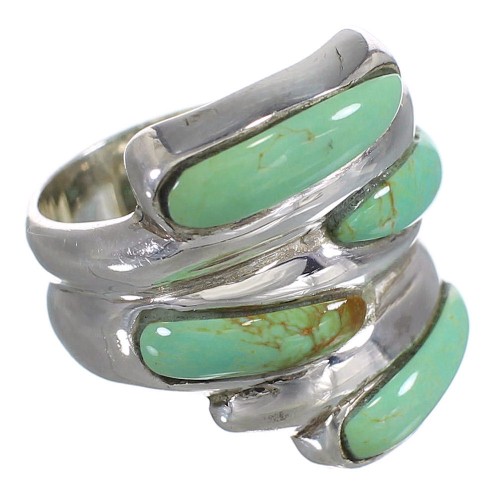 Turquoise Inlay Genuine Sterling Silver Jewelry Ring Size 6 AX87373
